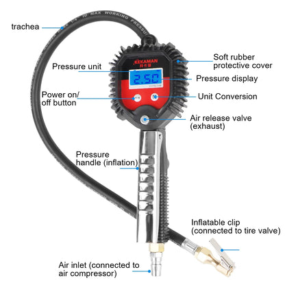 Digital Display Tire Pressure Gauge Auto Accessories High-precision Monitoring Inflation Gun Universal Car Tire Manometro