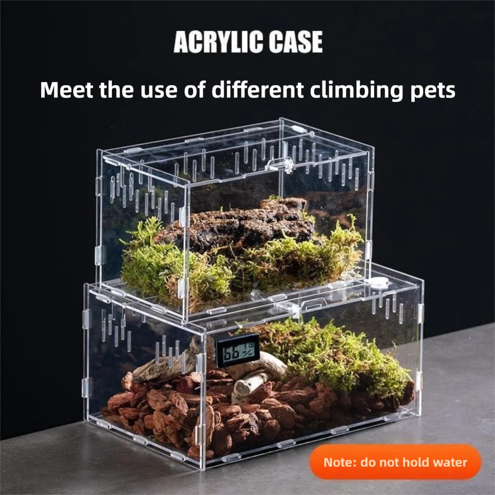 New Acrylic Reptile Habitat Anti-Escape Clear Spider Feeding Case Multiple Size Arboreal Small Pet Cage for Chameleon Clear