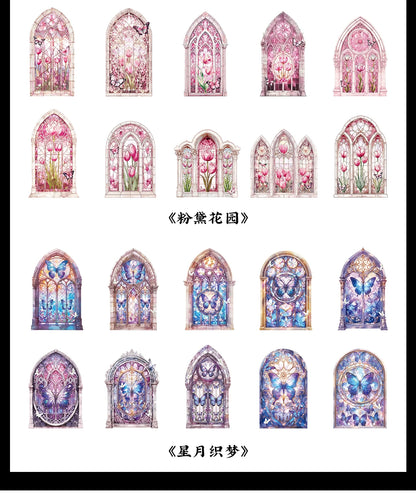 10pcs Flowers Window Sticker PET Materials Collage Junk Journal DIY Scrapbooking Supplies Aesthetics Decor Sticker