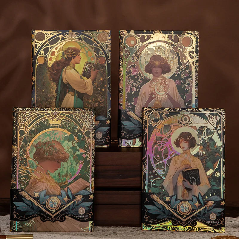 Renaissance A5 Notebook,Oil Painting Hardcover Illustrations,Full-Color Handbook,128 Sheets/Book,100GSM,Professional Handbook