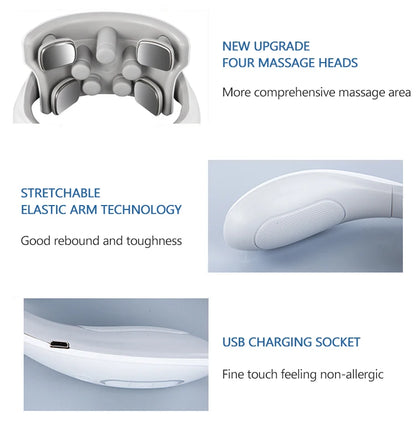 Vibration Neck Masssger Rechargeable Low Frequency Pulse Cervical Massager Smart Electric Neck Massager Red Light Massage
