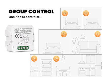 GIRIER Tuya Smart ZigBee 3.0 Dimmer Switch Module WiFi Breaker Relay for Dimmable Bulb Supports 2-way Control Works with Alexa