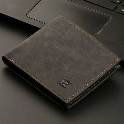 New Retro Men Short Wallet with Zipper Coin Bag Men Leather Wallet Small Money Purse Design Top Men Thin Wallet with Coin Bag