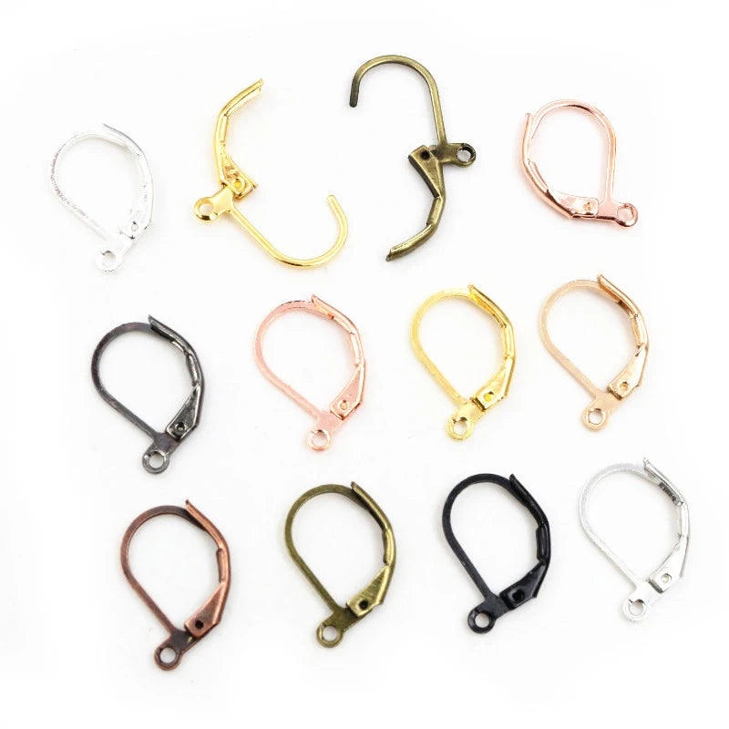 30-50pcs/lot Gold Silver French Lever Earring Hooks Wire Settings Base Hoops Earrings For DIY Jewelry Making Supplies Wholesale