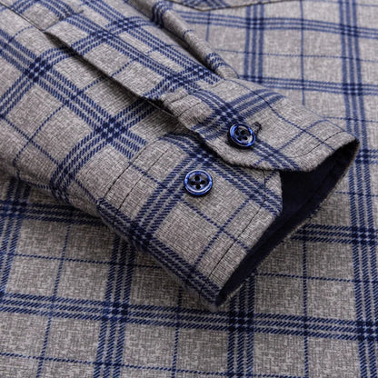 Autumn Winter Thicken Fleece Shirts For Men Business Plaid Shirt Long Sleeve Warm Clothes Male Single Pocket Classic Check Shirt