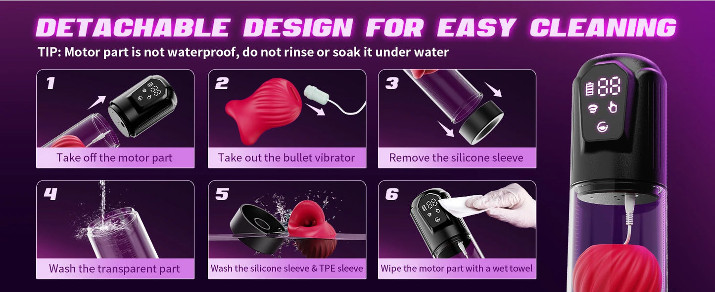 IPX7 Waterproof Electric Penis Pump for Enlargement Man Vacuum Pump Enlargement Extend Pump 4 Suction Levels 2 Silicone Sleeves