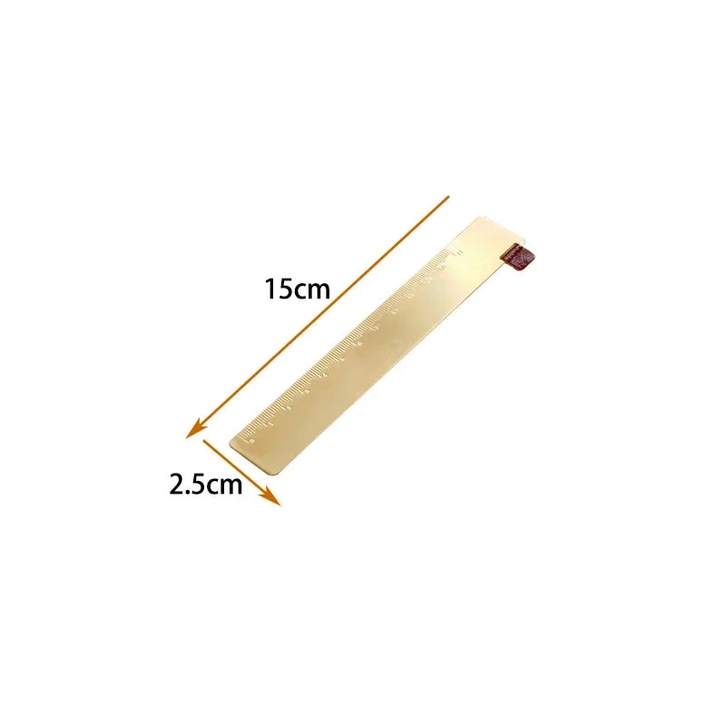 Fromthenon Vintage Art Travel Notebook Brass Bookmark Ruler Copper Number Letter Ruler DIY Accessories