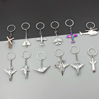 Air Plane Model Fighter Keychains Metal Cool Airplane Keyring Pendant Car Motorcycle Bag Key Chain Ring for Men Creative Gift