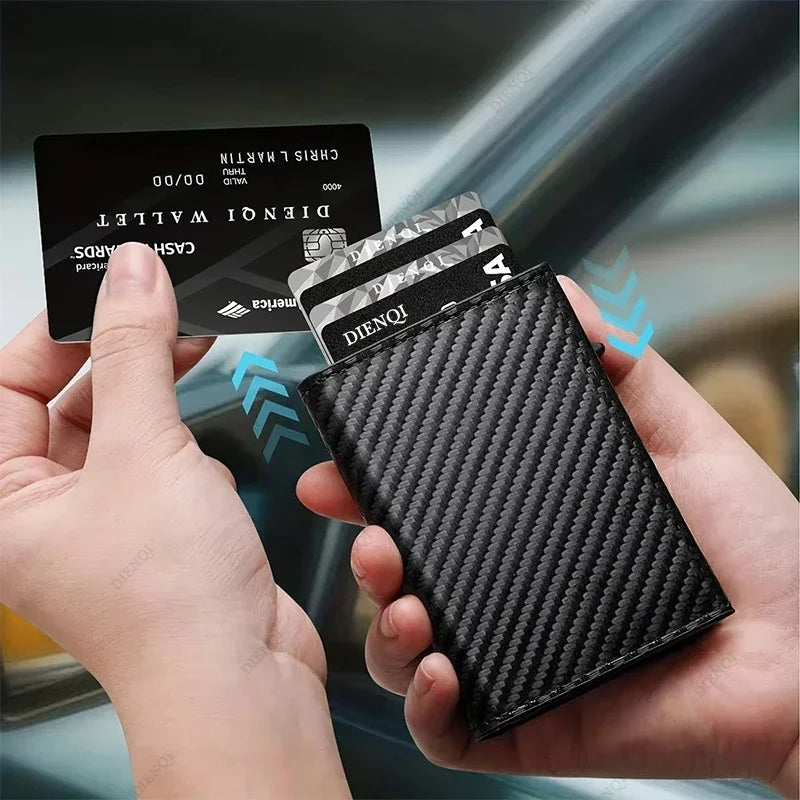 Rfid Wallet Credit Card Holder Luxury Business ID Holder Card Slim Pop Up Metal Minimalist Purse Smart Money Bags with Zipper