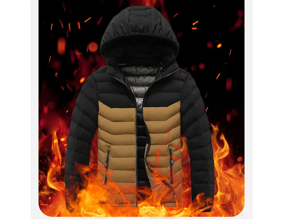 Winter Men's Bomber Padded Jacket Casual Men Cotton Thicken Warm Hooded Parkas Coats Male Thermal Windbreaker Jackets Clothing