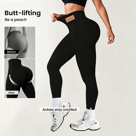 Solid Black High Waist Leggings for Women High Elastic Tummy Control Butt Lifting Slim Fit Yoga Ready Casual Daily Trousers Fres