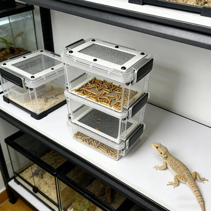 3-Layer Mealworm Breeding Kit Silkworm Feeder Bin Corn Worm Breeder Box for Pet Parents Animal Lovers Keepers Breeders Hobbyists