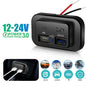 90W 3 Ports Dual PD Car Charger Socket with ON OFF Switch 18W QC3.0 Fast Charging for Motorbike Car Boat ATV UTV Camper Caravans