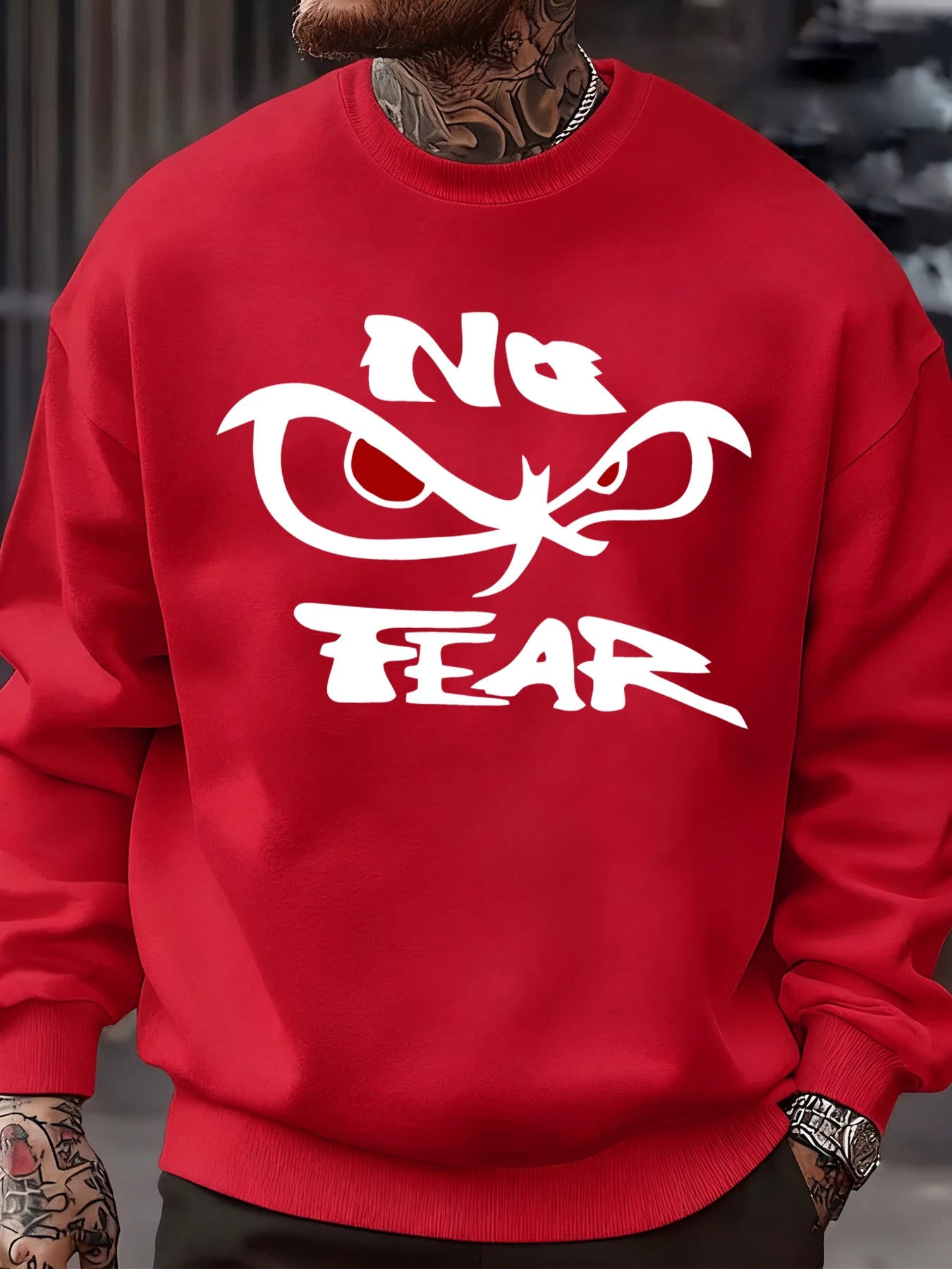 No Fear Determined Gaze Prints Mens Pullovers Soft Casual Sweatshirts Autumn Oversize Streetwear Crewneck Fleece Clothing Unisex