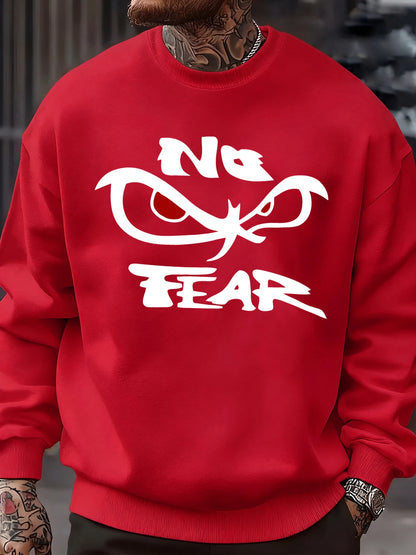 No Fear Determined Gaze Prints Mens Pullovers Soft Casual Sweatshirts Autumn Oversize Streetwear Crewneck Fleece Clothing Unisex
