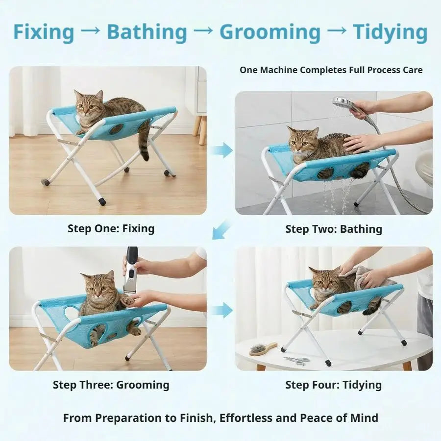 Breathable Mesh Pet Bath Stand Foldable Cat And Dog Bath Table Small Pet Bath Labor-saving Support Frame ﻿
