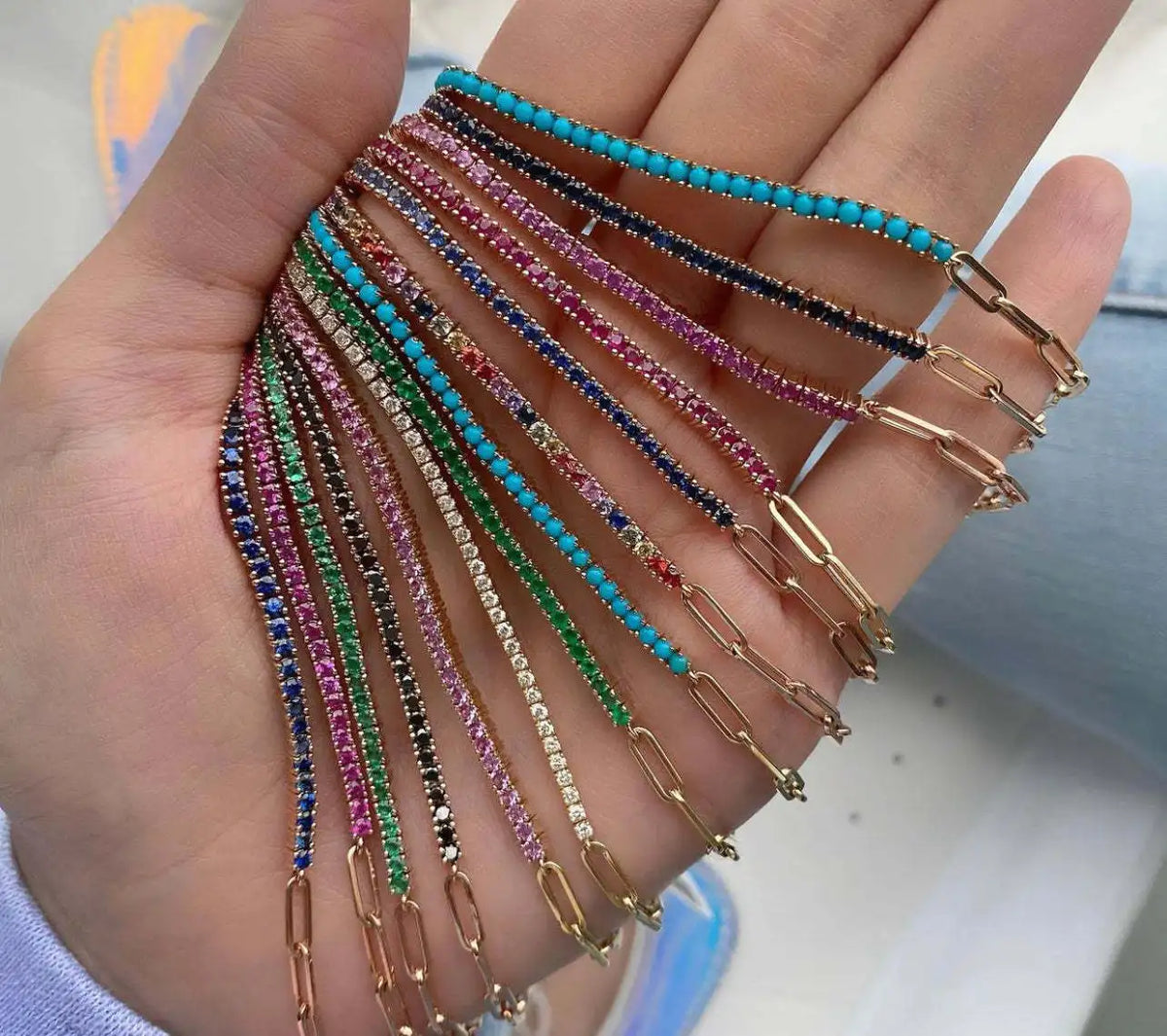 Luxury Color Cubic Zirconia Gold Color Tennis Bracelets For Women Girls 2022 New Trend Chain Bracelets Jewelry Party Gifts