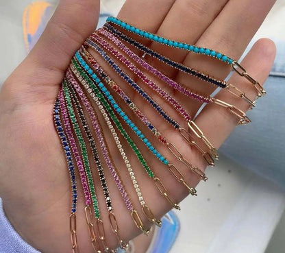 Luxury Color Cubic Zirconia Gold Color Tennis Bracelets For Women Girls 2022 New Trend Chain Bracelets Jewelry Party Gifts