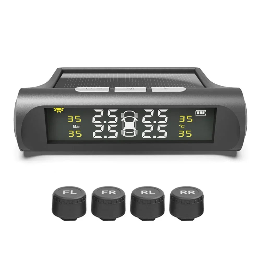 Solar Auto Security Alarm Systems Power TPMS Car Tire Pressure Alarm Monitor System Tyre Pressure Temperature Warning