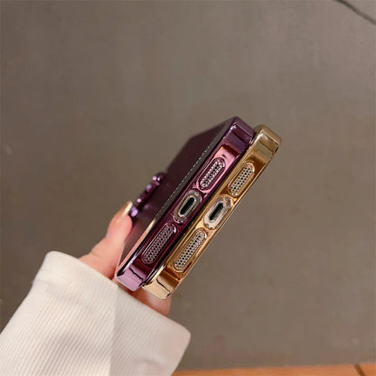 Luxury Plating Hollowed Out Case for iPhone 17 Pro 16 15 14 Pro Max Plus 13 12 Mini 11 17Air Heat Dissipation Shockproof Cover