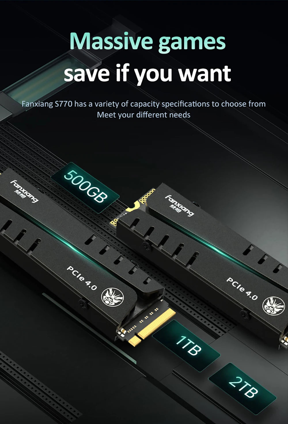Fanxiang S660/S770/S880 SSD NVMe M2 PCIe4.0x4 1TB 2TB 4TB Internal Solid State Drive For PlayStation5/PS5 Desktop SSD Hard Disk