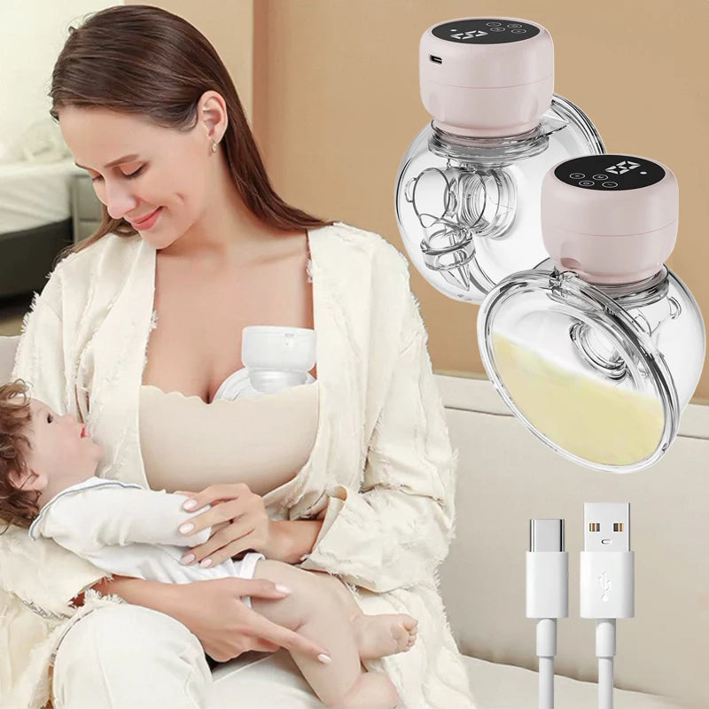 Wearable Electric Breast Pump Painless Double-Sided, Fully Automatic, Hands-Free Breast Collector for Breastfeeding Accessories