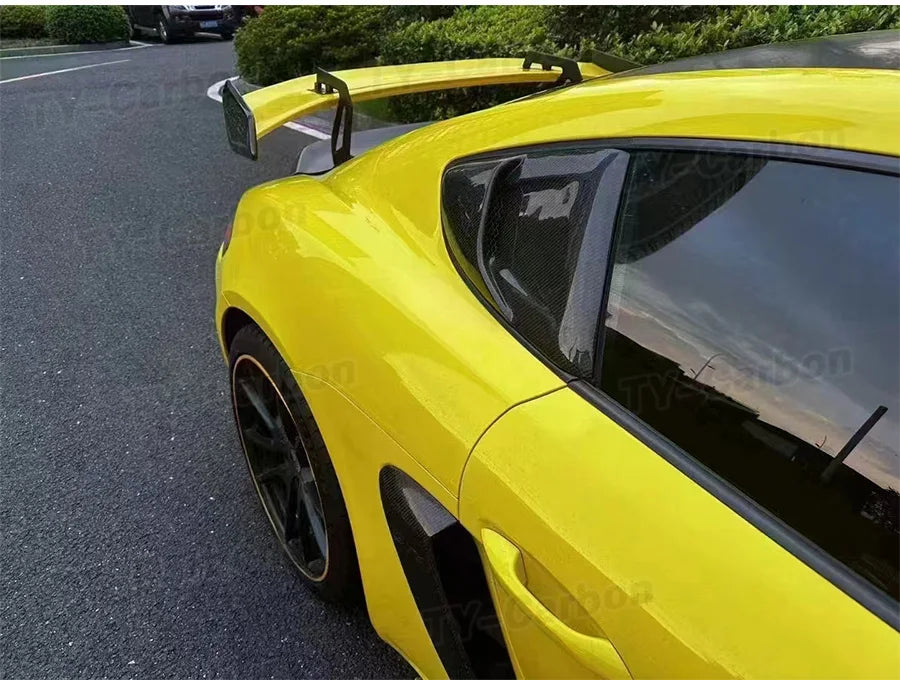 Real Carbon Fiber Rear Side Car window Air Vents Splitter Air knife Spoiler For Porsche 718 Cayman GTRS Style Bodykit 2016-2024