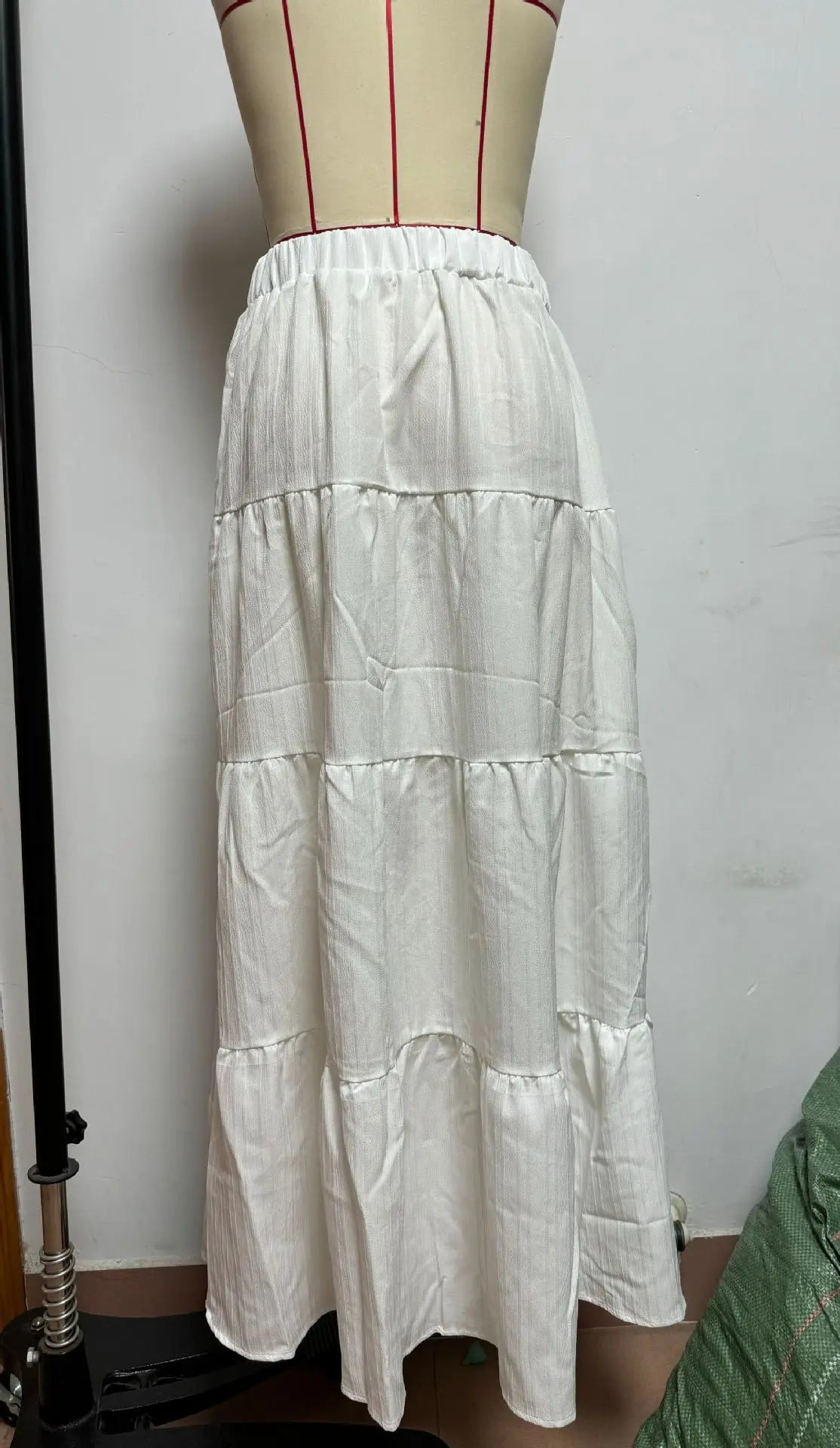 European and American Cross-Border New Style Wish Spring and Summer Women's Skirts, Tie-Strap Spliced Flared Skirts, Loose Long