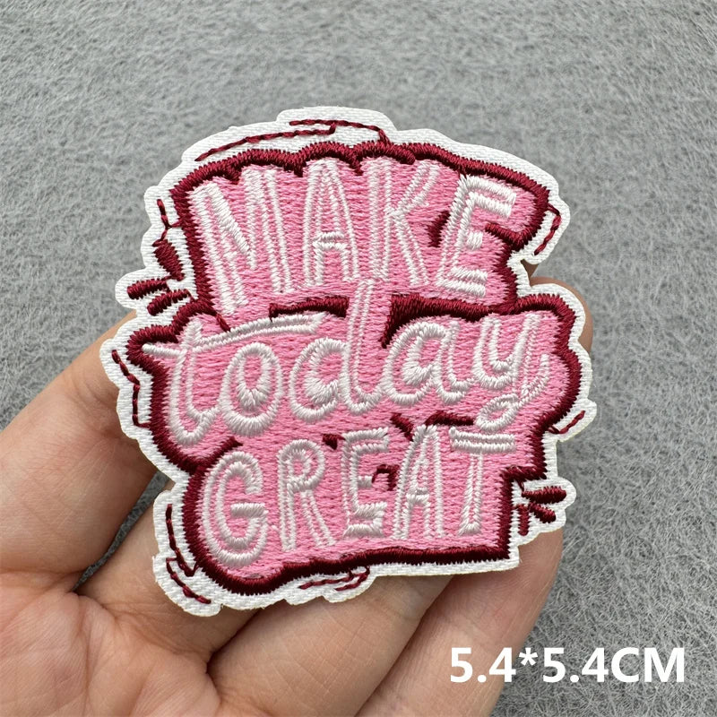 Cartoon Embroidered Patches For Clothing Slogan Letters Embroidery Patch For Clothes Iron On Patches On Clothes Jackets DIY