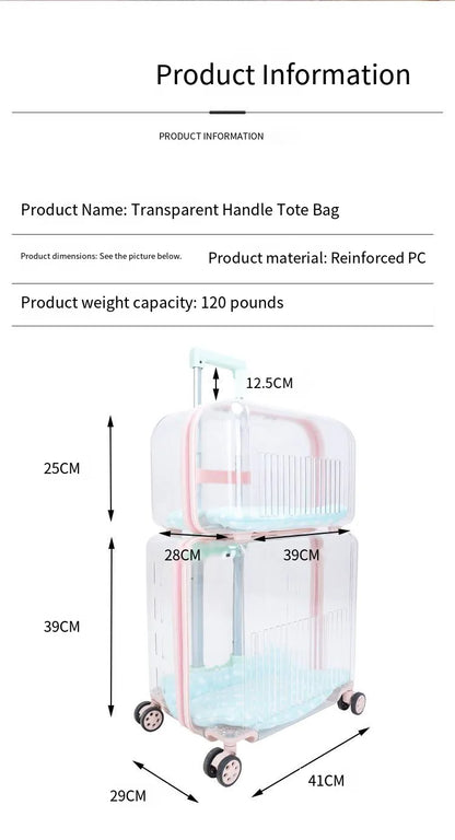 Pet Outdoor Suitcase Portable Car Mounted Double-layer Transparent Breathable Cat and Dog Tour Cat Bag