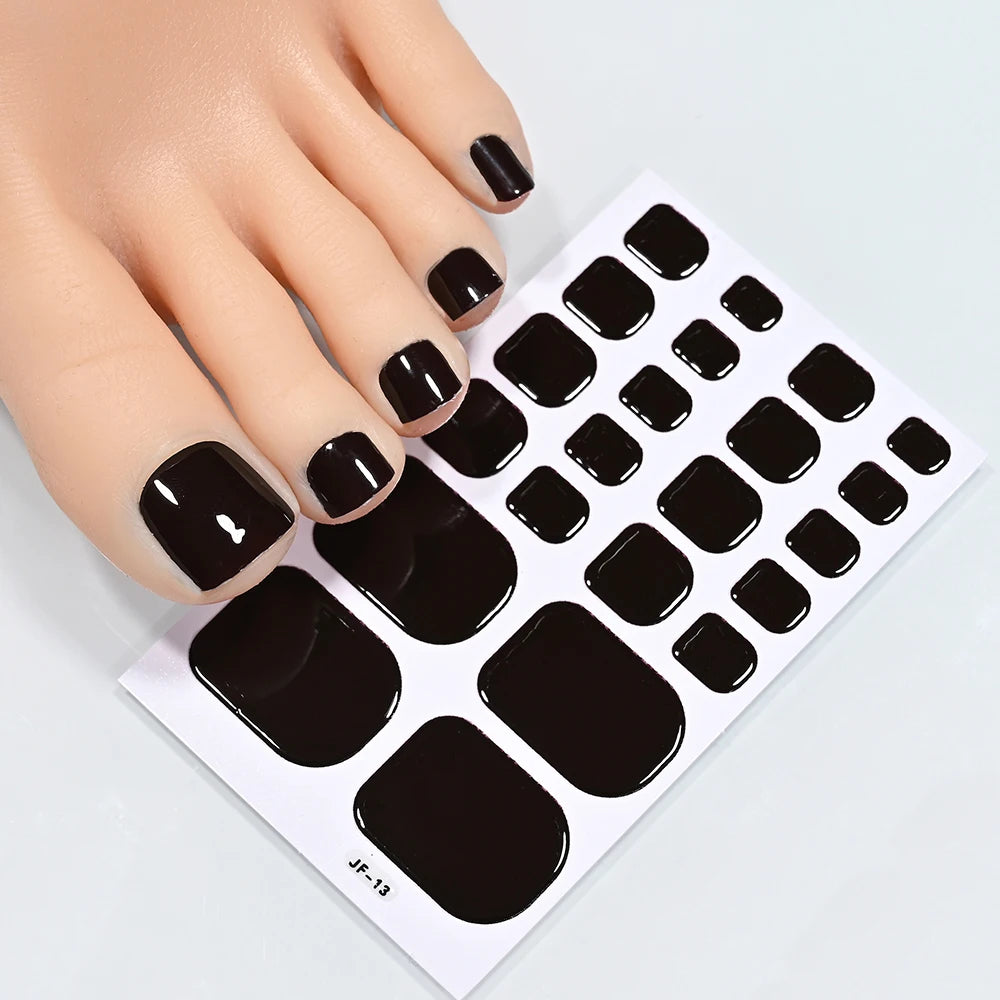22Tips Solid Color Self-adhesive Gel Stickers for Toe Nails Waterproof Long-lasting Toenail Stickers Toe Full Cover Toenail Wrap
