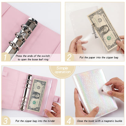 NEW A6 Money Budget Planner Binder With Zipper Envelopes, Cash Envelopes For Budgeting, Money Organizer For A6 Cash Budget Binde