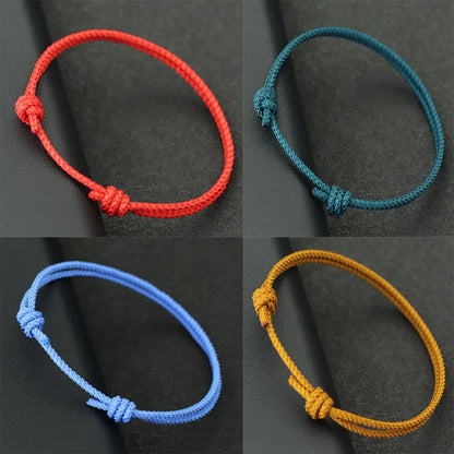 Minimalist Handwoven Rope Bracelet Unisex Sliding Adjustable 4 Styles Chroma 2mm Ethnic Cord Braclet Couple Casual Daily Jewelry