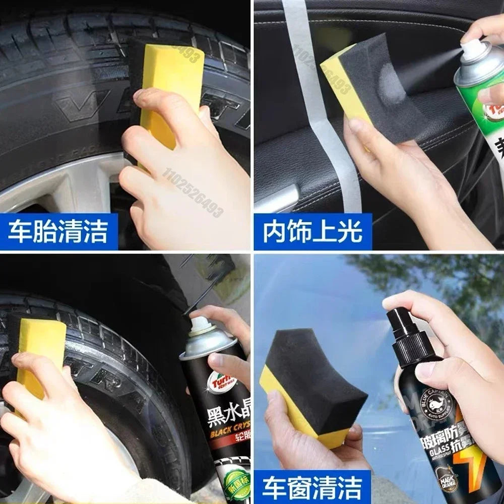 5/10pcs Car Wheel Cleaning Sponge Tire Wash Wiper Water Suction Sponge Pad Wax Polishing Tire Brushes Tools Car Wash Accessories