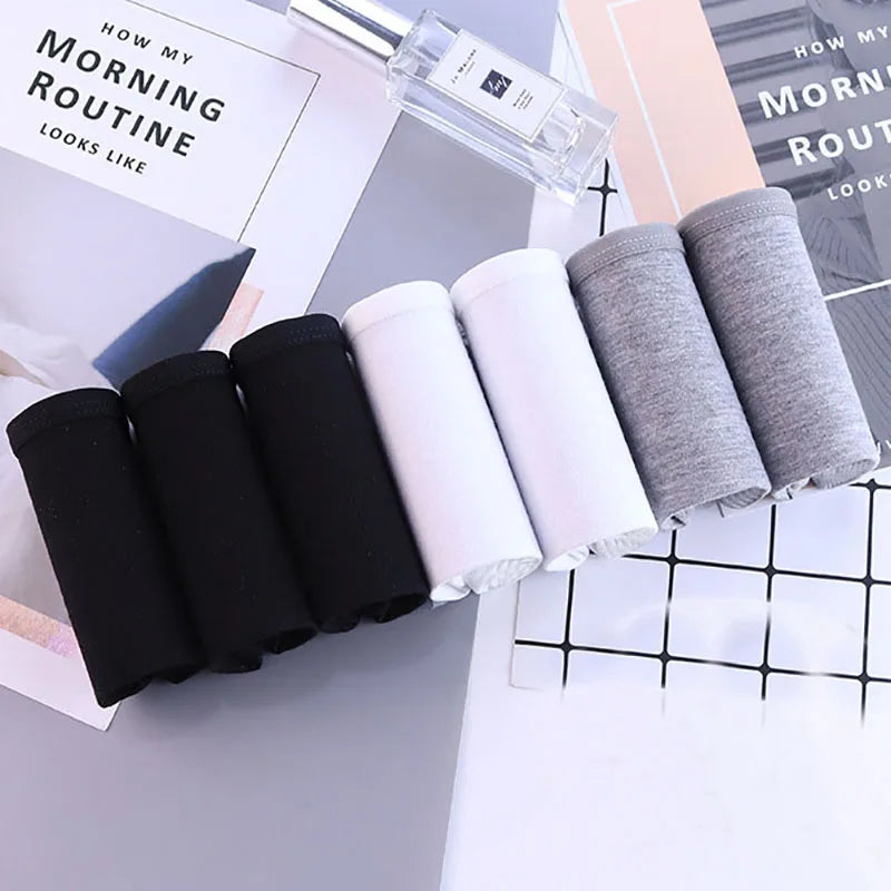 7Pcs/Lot Underwear Women Panties Cotton Plus Size Brief Girls Solid Color Panty Seamless Breath Underpant Ladies Sexy Lingerie