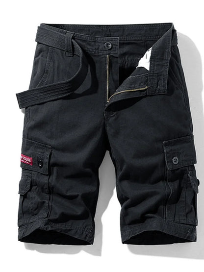 2025 New Summer men's fashionable multi pocket workwear shorts thin casual and fashionable denim multi pocket shorts
