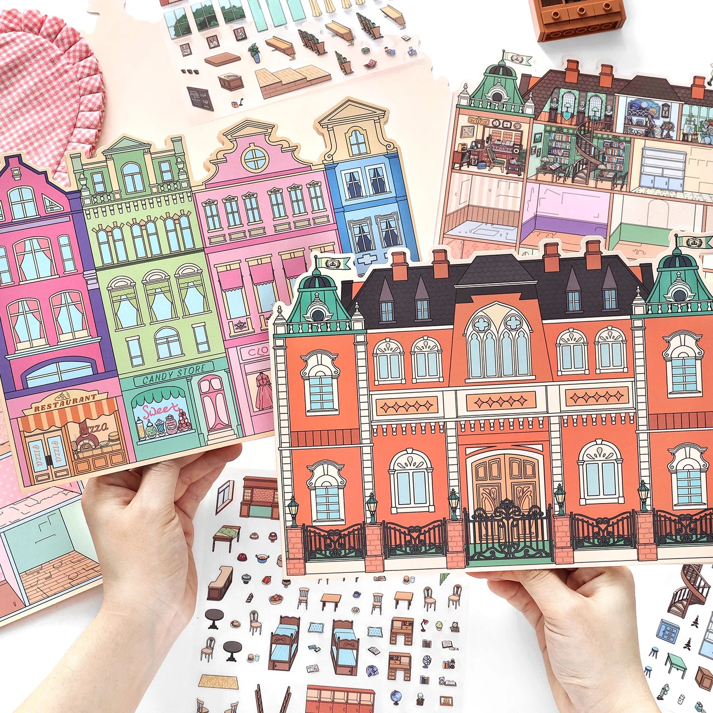Kawaii College of Fine Arts 3D Candy Apartment Landscape Sticker  DIY Pocket Cabin Scene festival gift