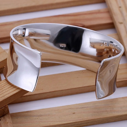 925 Sterling Silver  Bracelet High Quality Fashion Women Solid Lady Bangle Jewelry Charm Big Cuff Men