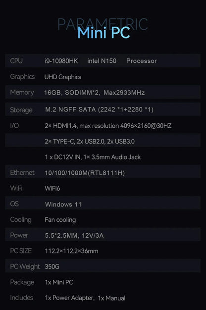 [3 Years Warranty]Mini PC Windows 11 Intel N150/i9 10980HK Desktop Gaming Computer PC 32GB RAM 1TB M.2 SSD WiFi 6 BT5.2 Pc Gamer