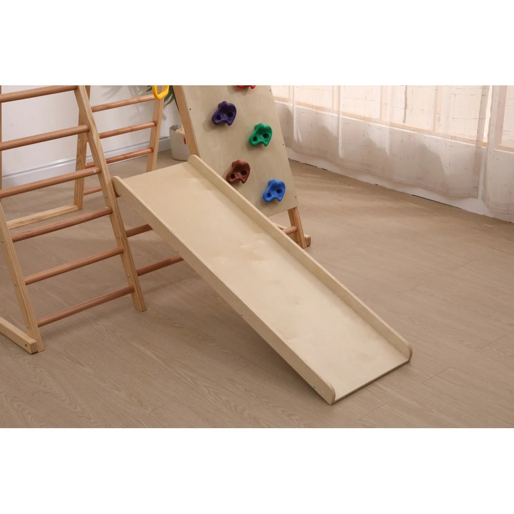 7-in-1 Climbing Scaffold, Include Swing, Swing Rings, Climbing Ladder, Climbing Board, Climbing Net, Slide, for Children's Room