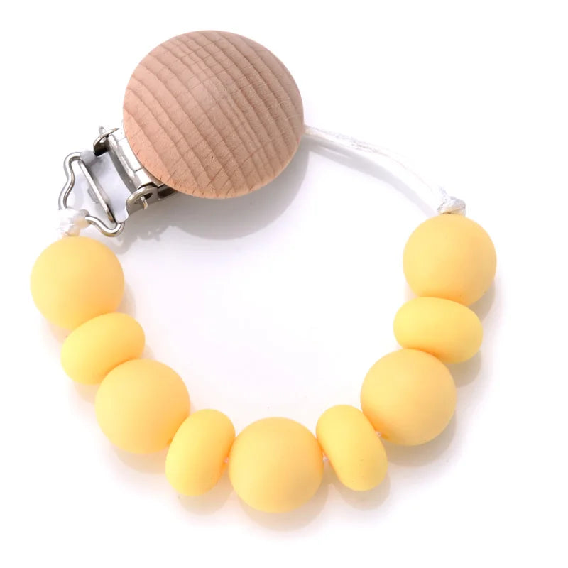 BPA-Free Silicone Pacifier Clips Chain with Beads Dummy Clip Holder Soother Teething Toy Chew Gift for Babies