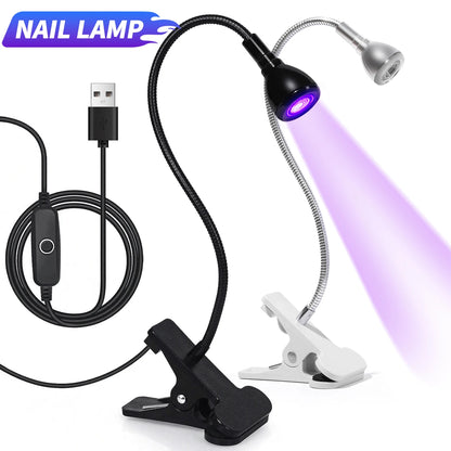 Nail LED UV Lamp for Drying Gel Nails Polish Clip-On Flexible Desk Mini Portable USB Nail Lamp UV Light Dryer for Manicure Salon