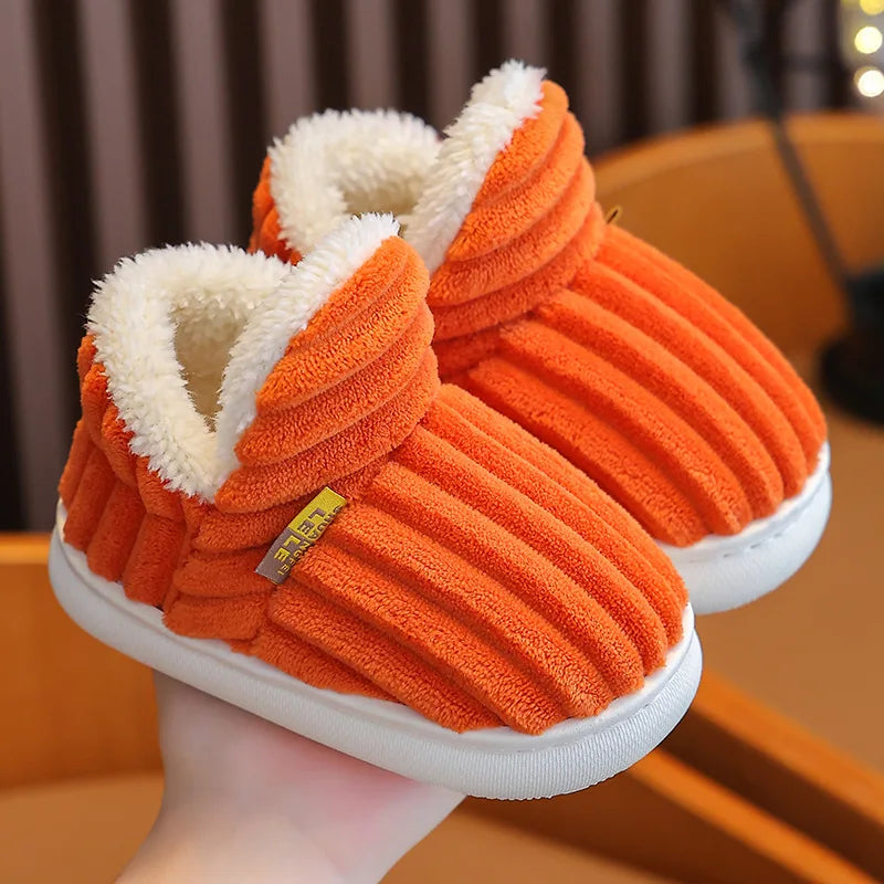 SmilePoP New Classic Fuzzy Kids Shoes Winter Outdoor Warm Antiskid Children's Slippers Indoor Furry Comfortable Home Girl Shoes