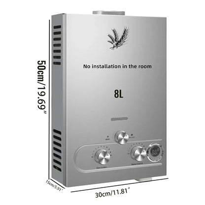 SIHAO 6L/8L/10L/12L/16L/18L LPG Water Heater, On-Demand Instant Hot Water System for Propane & Butane Gas, Tankless Home Use Boiler