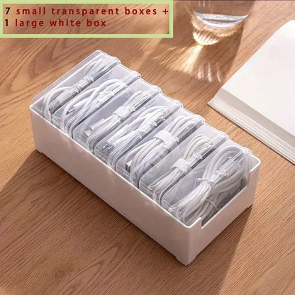 Durable Plastic Cable Organizer Storage Box for Daily Office Supplies Mobile Device Management with Miscellaneous Loading Straps