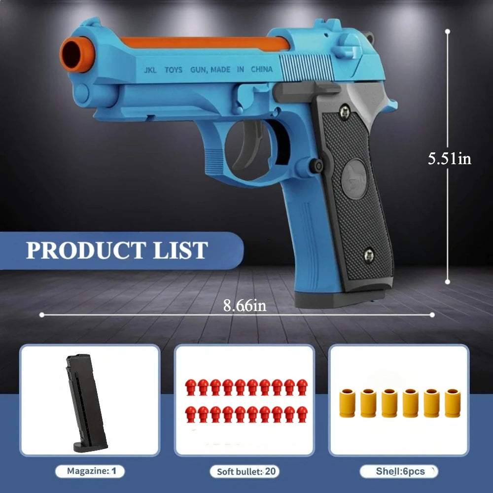 Mechanical G17 Soft Bullet Toy Gun Shell Throwing Continuous Firing Launcher Model Outdoor Sports Shooting Games for Children