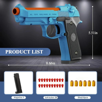 Mechanical G17 Soft Bullet Toy Gun Shell Throwing Continuous Firing Launcher Model Outdoor Sports Shooting Games for Children