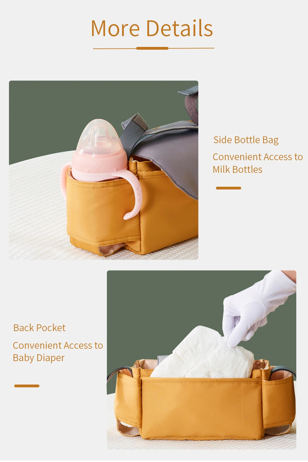 Stroller Organizer Bag,Multifunctional Mommy Diaper Bag with Basket,Hooks & Cup Holder,Universal Pram Buggy Carriage Accessories