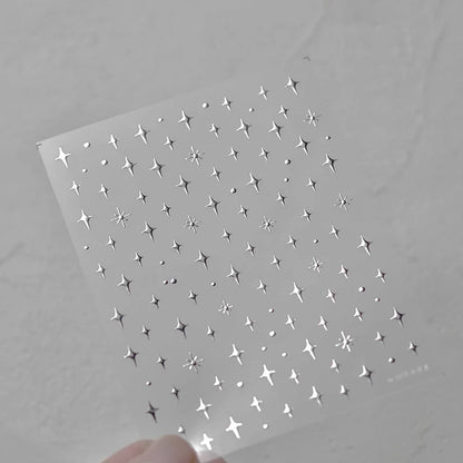 Simple Laser Bronzing Gold Silver Mini Star Rhinestone INS 5D Relief Self Adhesive Nail Art Decoration Sticker 3D Manicure Decal