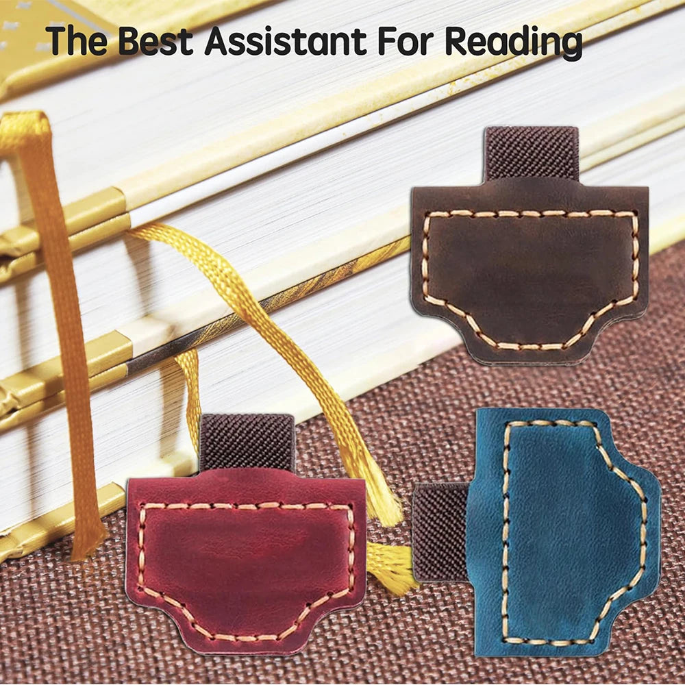 1pc Leather Bookmark Pen Holder Magnetic Buckle Magnet Clip Notebook Book Markers Page Divider for Stationery Supplies